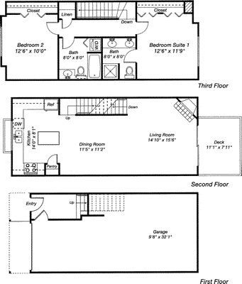 Floor plan for 2 beds, 2 baths, 1190 sqft